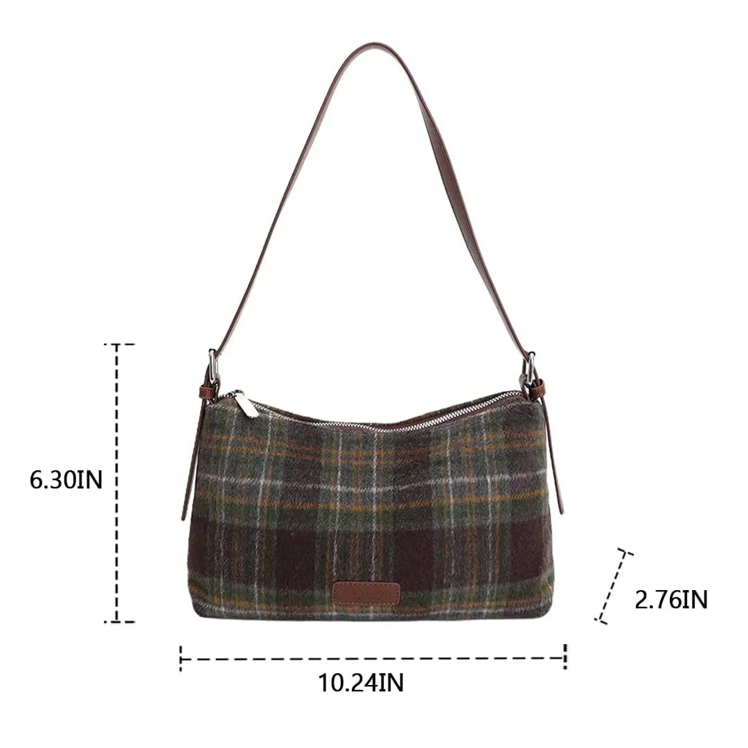Oagasi Crossbody Bag Green | Vintage Plaid Leather Tote for Women (10.24in x 2.76in x 6.3in) - view 6
