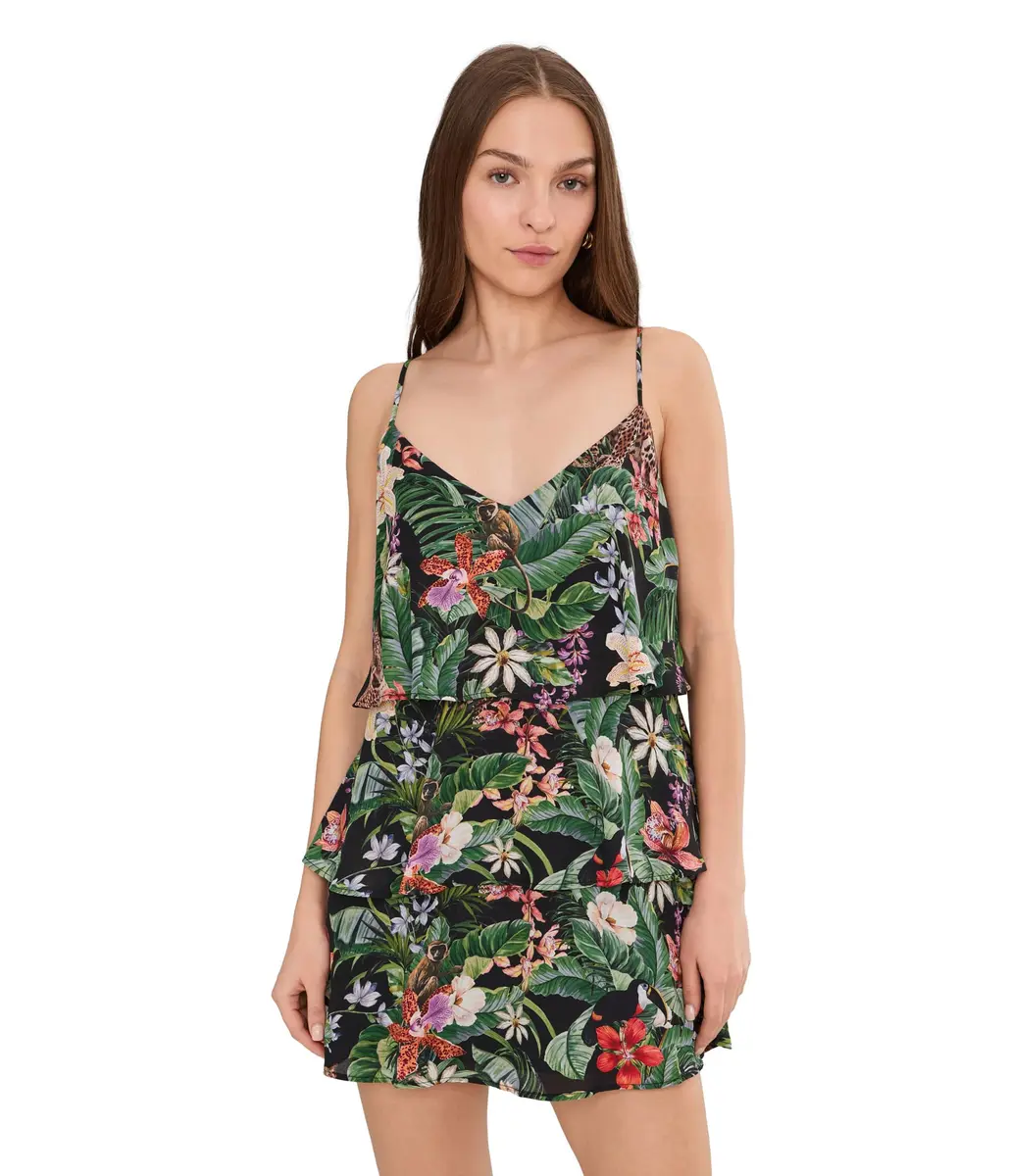 Show Me Your Mumu Suarez Ruffle Dress Jungle Mirage | Polka Dot Satin, X-Large - main product image