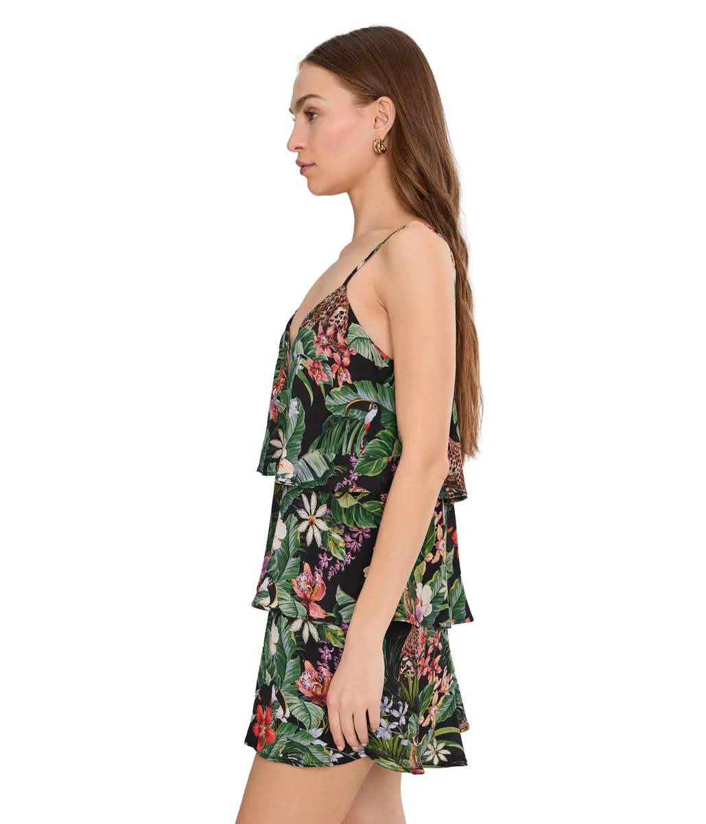 Show Me Your Mumu Suarez Ruffle Dress Jungle Mirage | Polka Dot Satin, X-Large - view 3