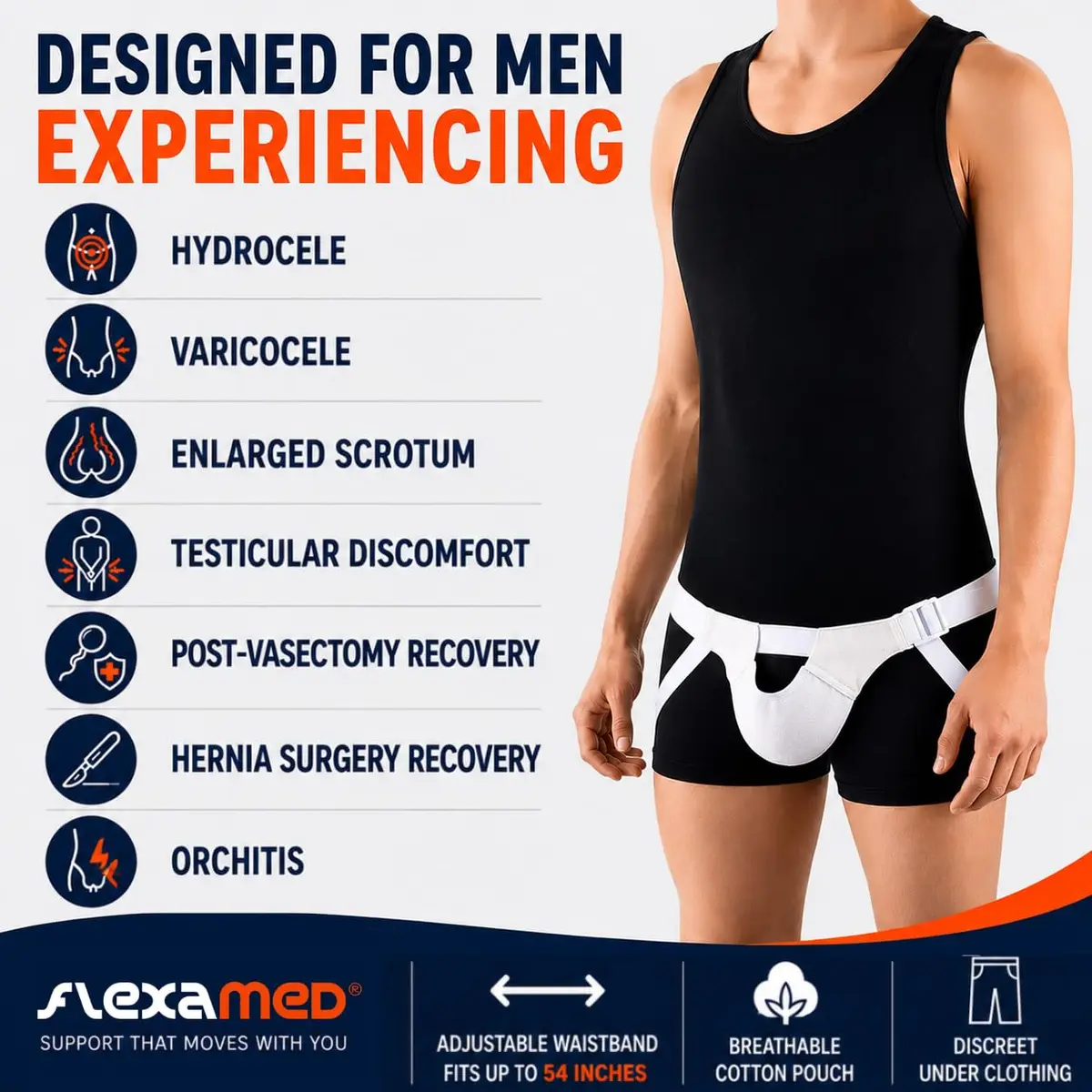 FlexaMed Suspensory Scrotal Support with Leg Straps - Large | Adjustable Support for Testicular Discomfort - view 6