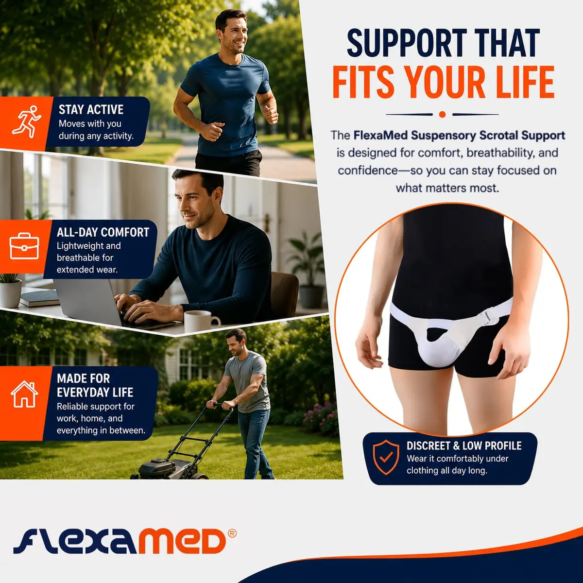 FlexaMed Suspensory Scrotal Support with Leg Straps - Large | Adjustable Support for Testicular Discomfort - view 7
