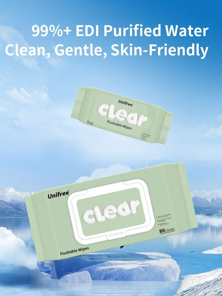UNIFREE Flushable Wipes XL | Gentle, Septic & Sewer Safe, Biodegradable, 4 Large Packs (320 Wipes) - view 7