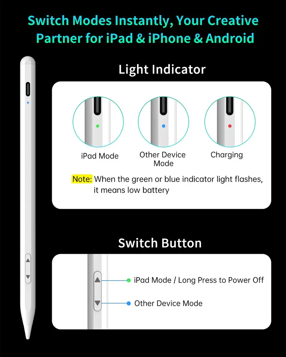 MEKO Dual-Mode Active Stylus Pen for iPhone & Android & iPad | High Precision, Fast Charge, Universal Compatibility - view 9
