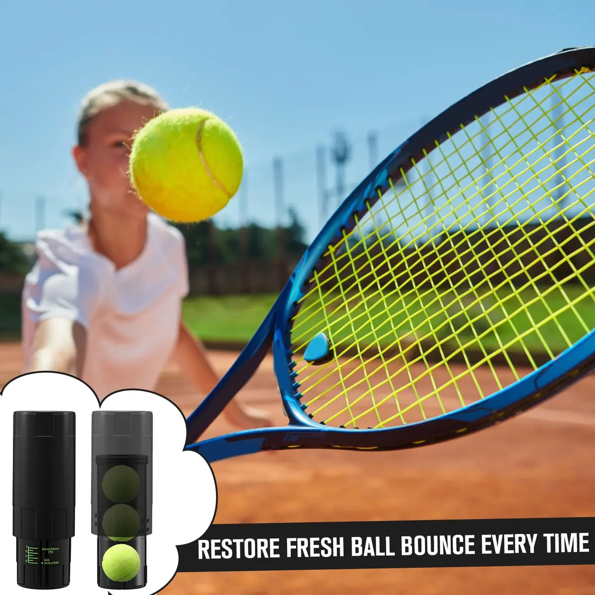 Soulchen Tennis Ball Pressurizer for 3 Balls, Black | Maintains 14 Psi Bounce - view 5