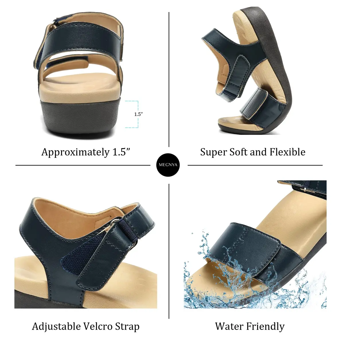 MEGNYA Arch Support Slides for Women Size 10 | Durable Summer Sandals with Adjustable Buckle - view 4