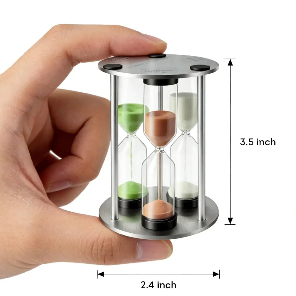 Lily's Home 3.5" Tall 3-in-1 Tea Timer with Brushed Stainless Steel Frame | Perfect for Precise Brewing - view 2