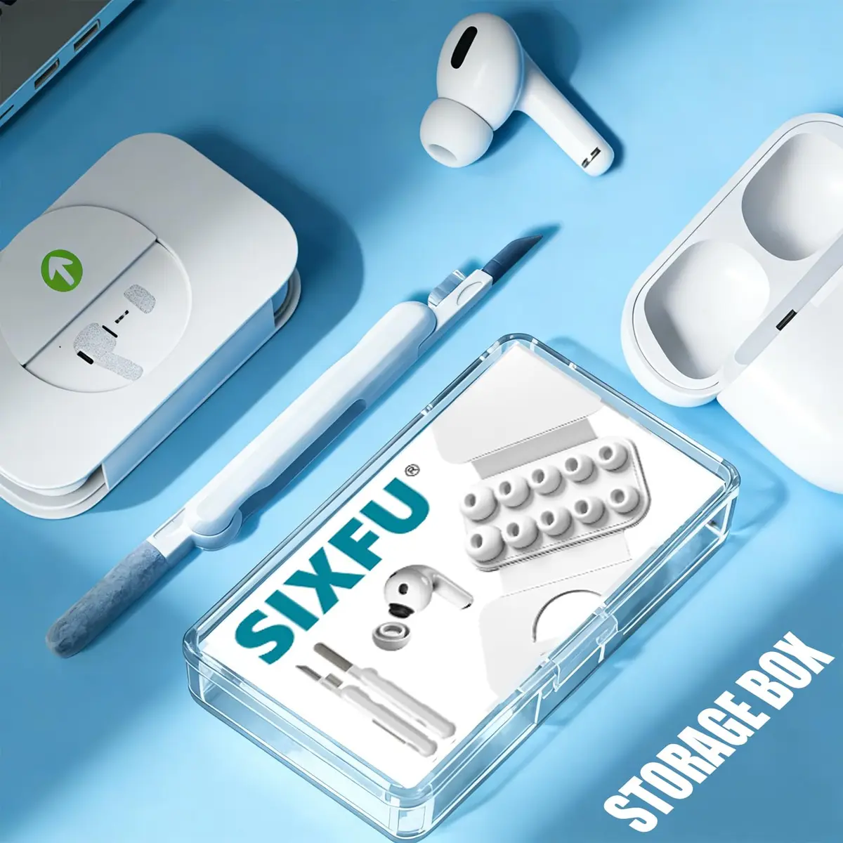 SIXFU Ear Tip Replacement for AirPod Pro & Pro 2 | 4 Sizes, Noise Reduction, Dust Guard, Portable Kit (White) - view 7