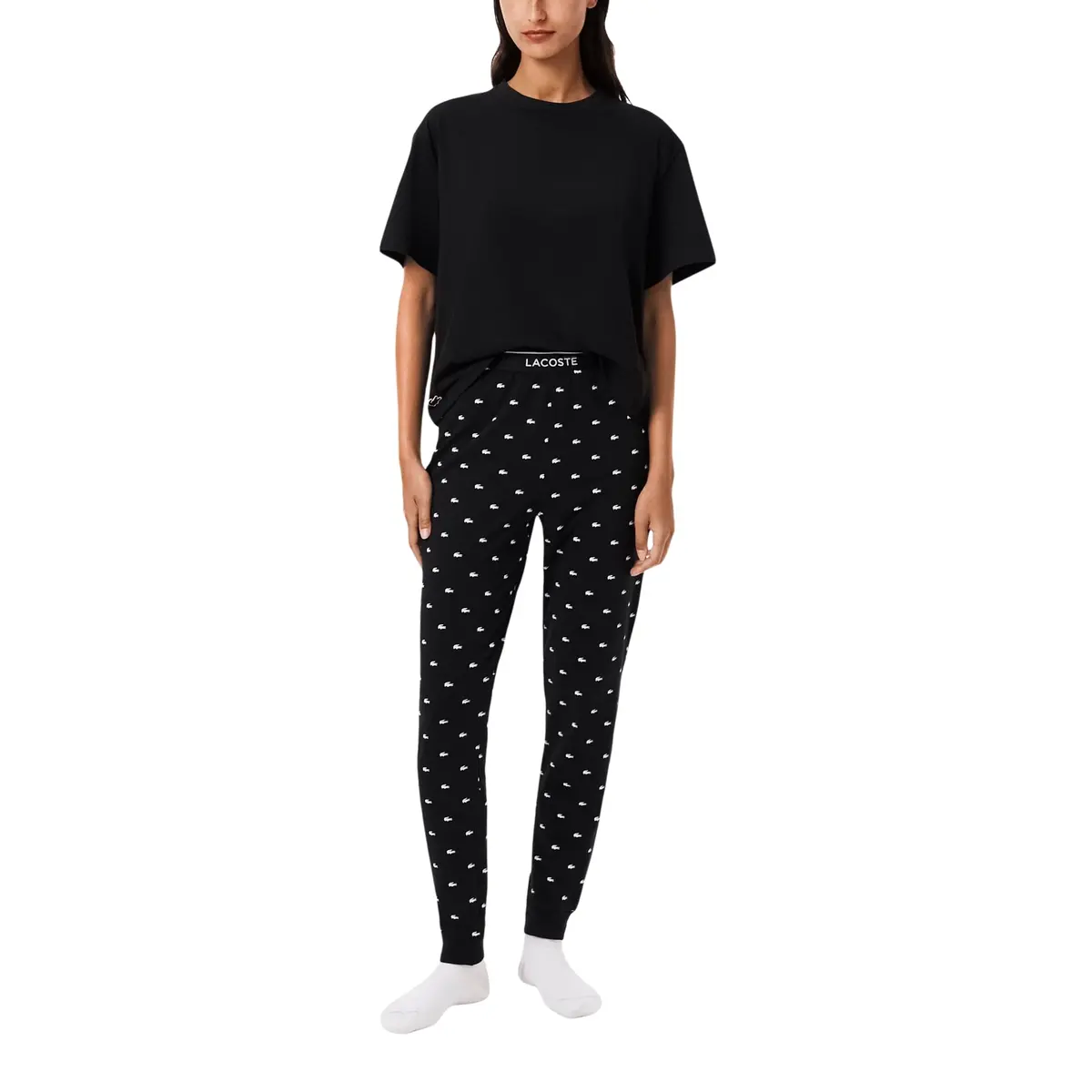 Lacoste Women's Pajamas Set with Croc Pants | Soft Jersey Comfort & Iconic Style (70-120 chars) - view 3