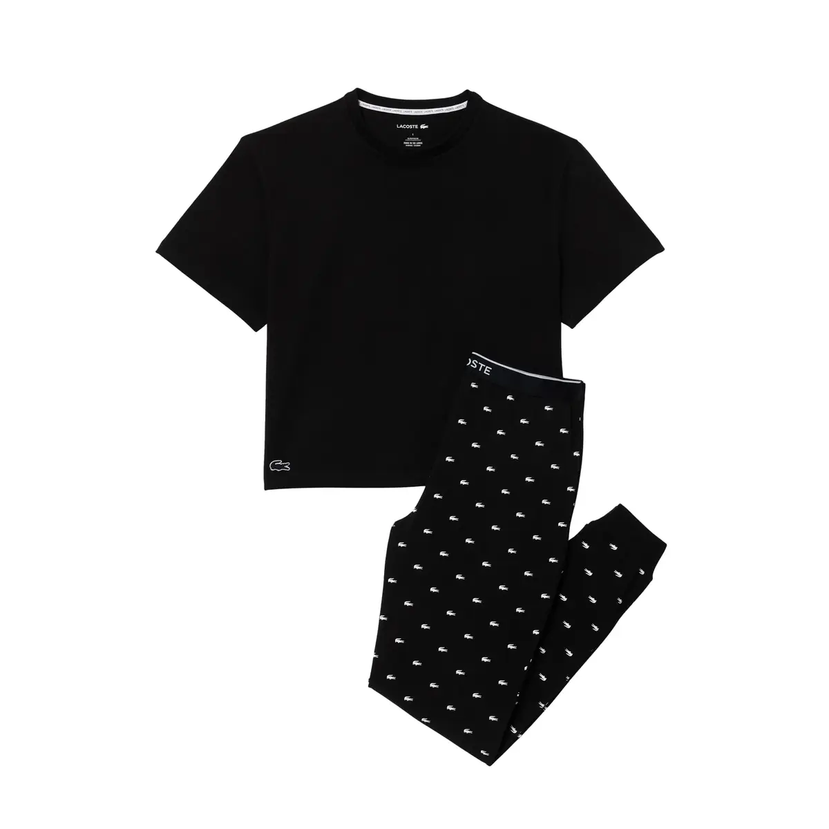 Lacoste Women's Pajamas Set with Croc Pants | Soft Jersey Comfort, Relaxed Fit, Signature Crocodile, X-Large - view 4