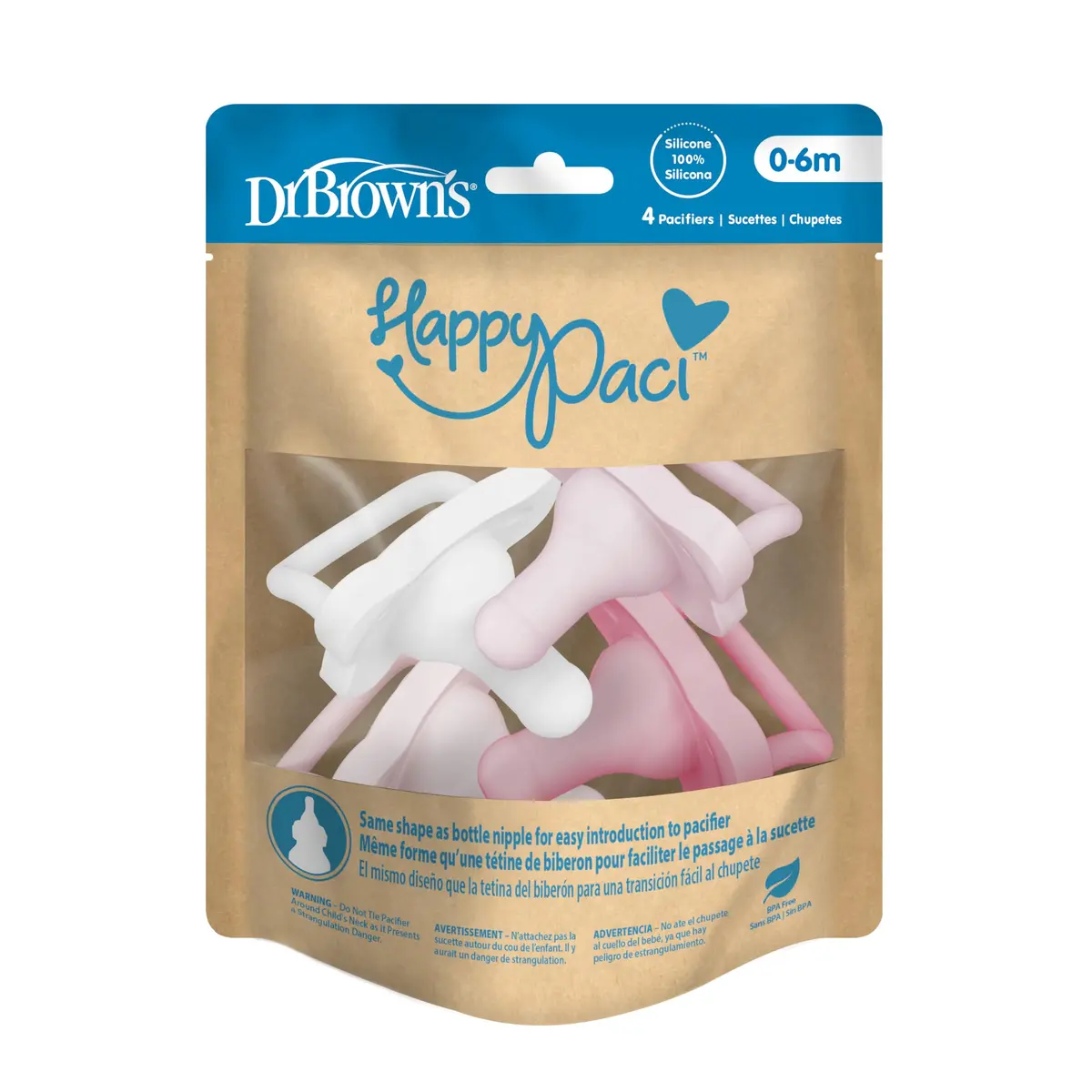 Dr. Brown's HappyPaci Silicone Pacifier 0-6m, 4-Pack | BPA-Free, Soft Silicone - view 9