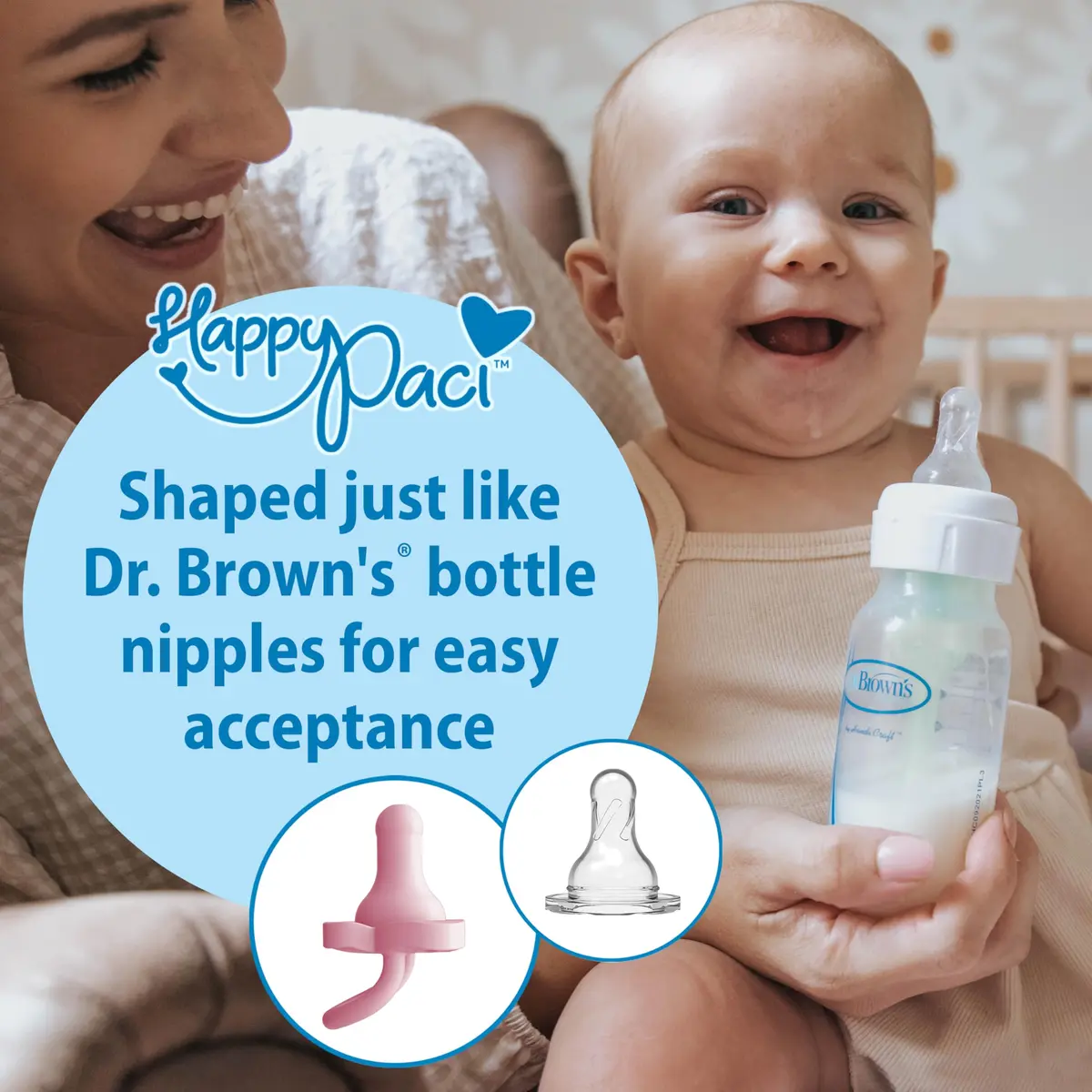 Dr. Brown's HappyPaci Silicone Pacifier 0-6m, 4-Pack | BPA-Free, Soft Silicone - view 2