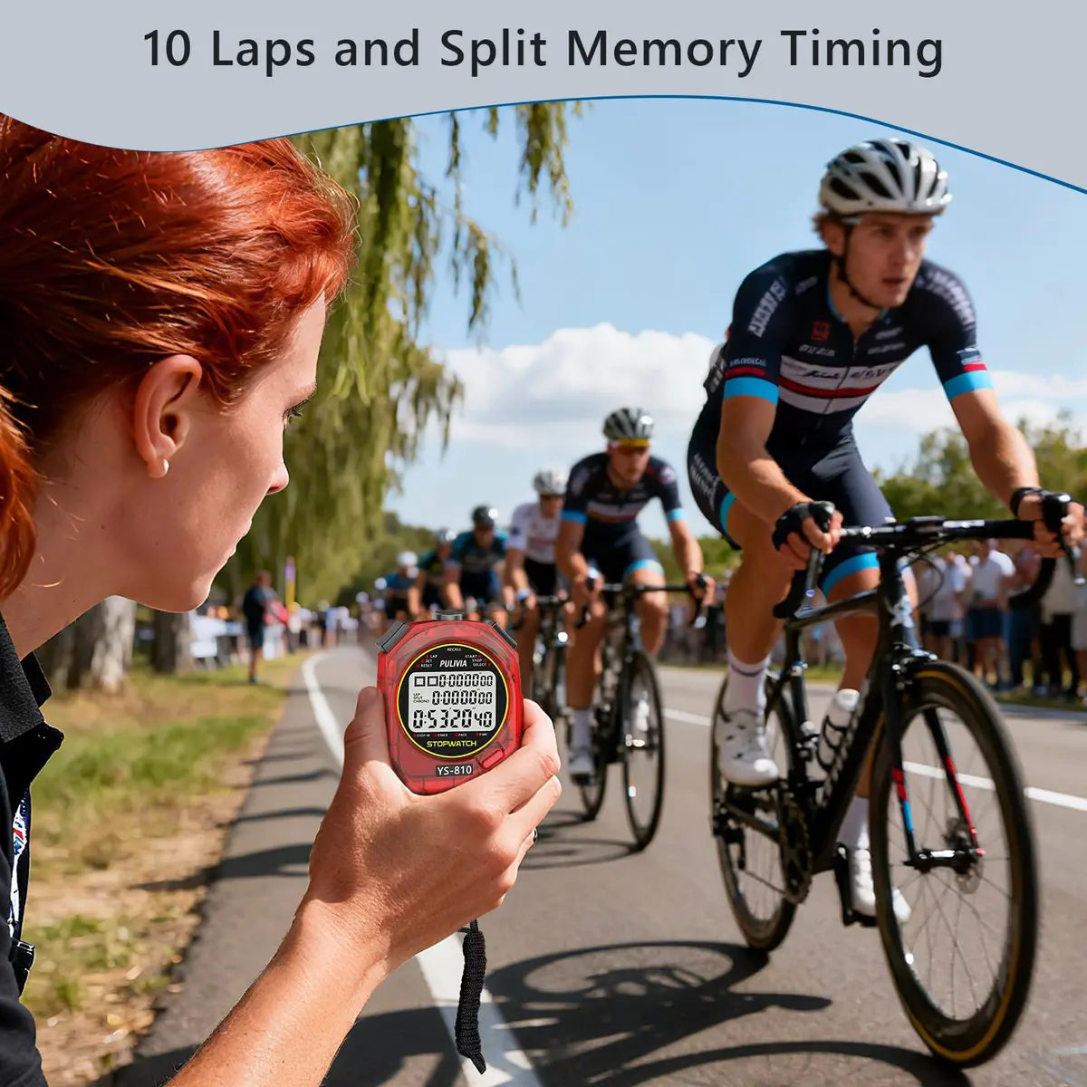 PULIVIA Digital Stopwatch Timer with 10 Laps/Splits & Countdown | 100th Second Accuracy - view 4
