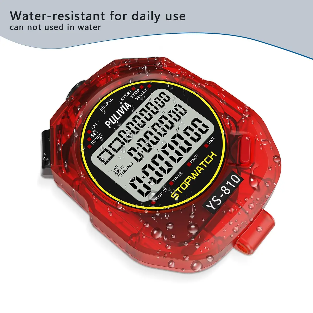 PULIVIA Digital Stopwatch Timer with 10 Laps/Splits & Countdown | 100th Second Accuracy - view 5