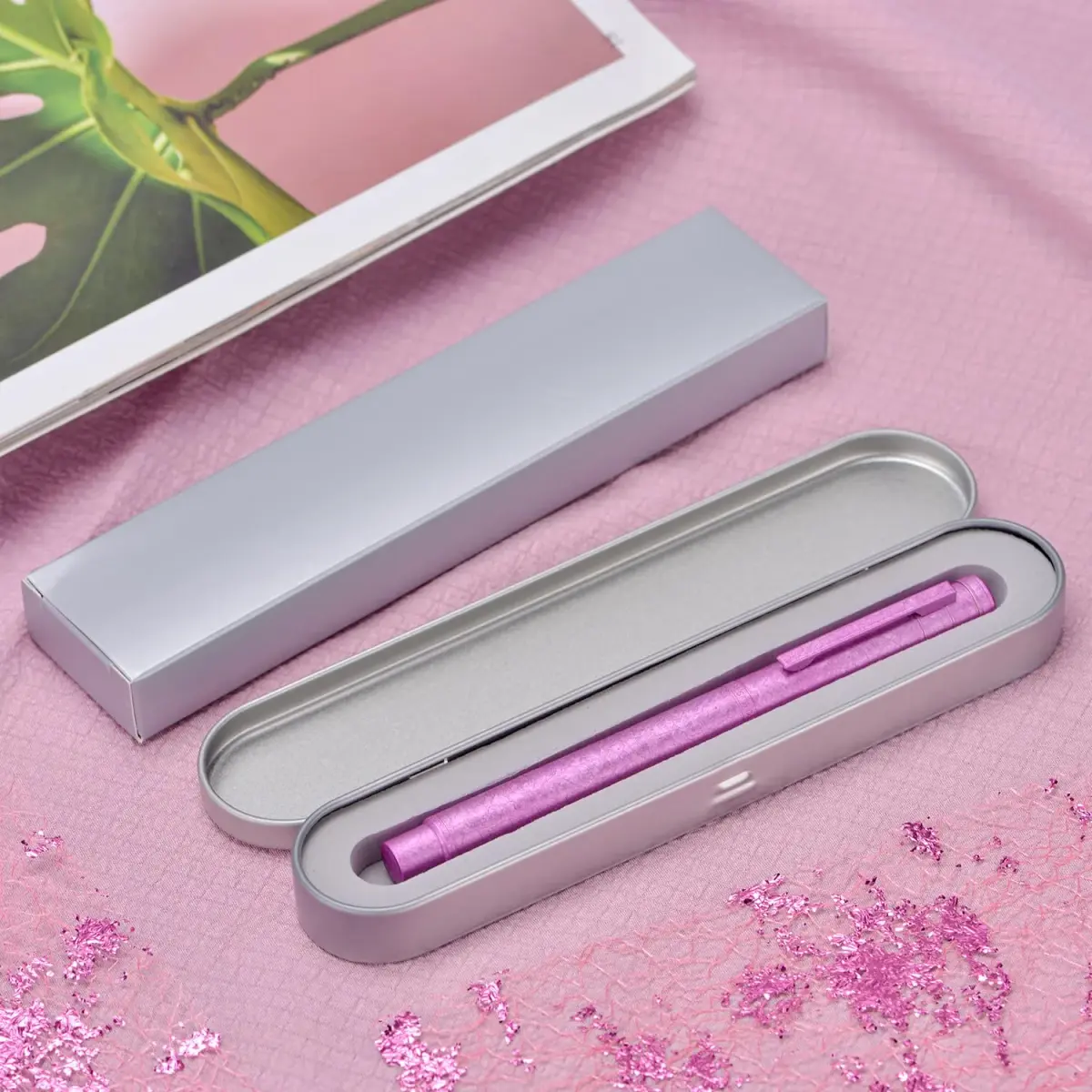 Asvine 1851 Forest Fountain Pen Pink Ice Flowers Extra Fine Nib | Classic Design with Converter and Metal Pen Case - view 8