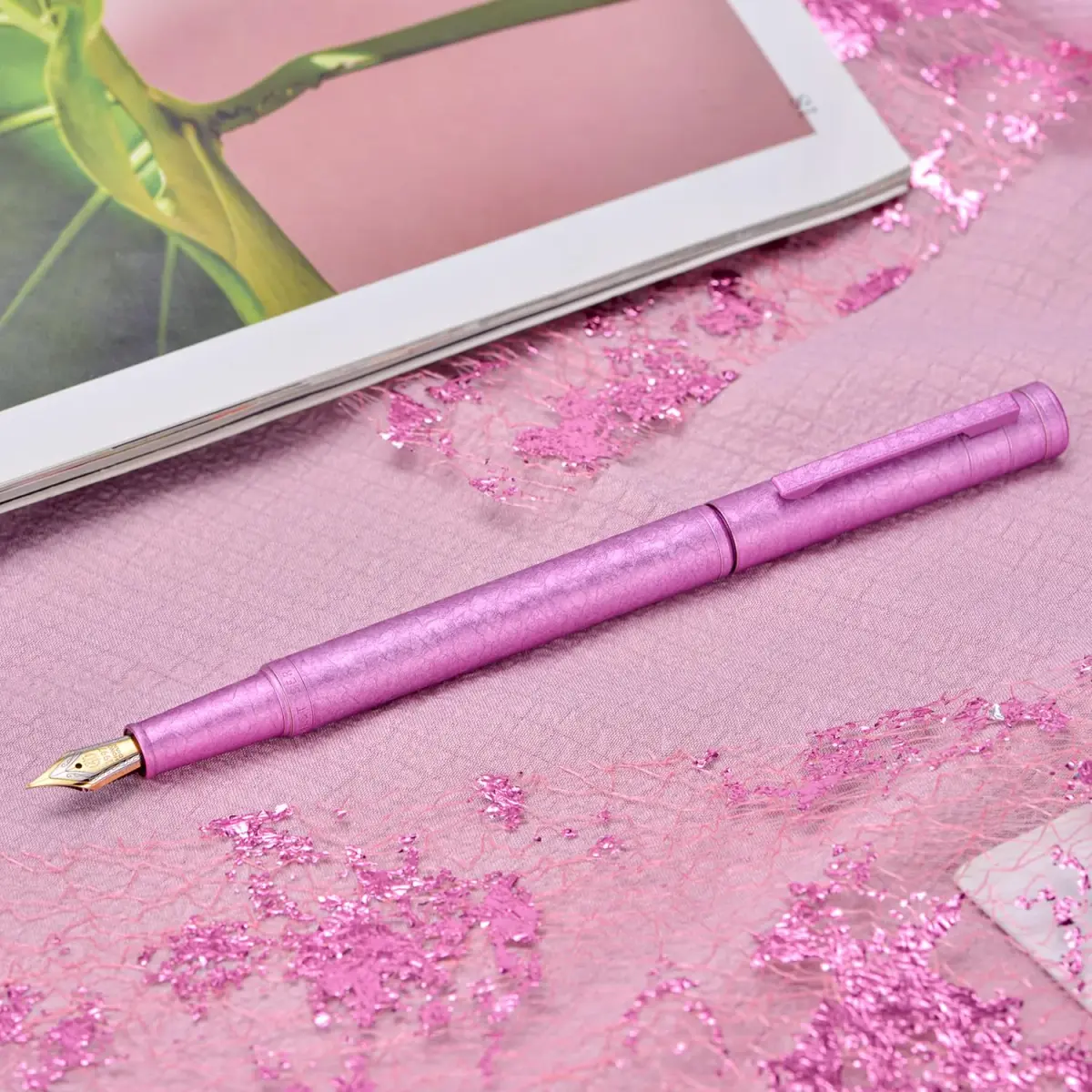 Asvine 1851 Forest Fountain Pen Pink Ice Flower, Fine Nib 0.5mm (22g) | Smooth Ink Flow Writing Instrument - view 8