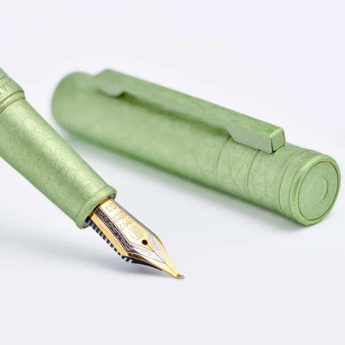 Asvine Hongdian 1851 Applegreen Ice Flower Fountain Pen with Bent Point Nib - Smooth Writing - view 4