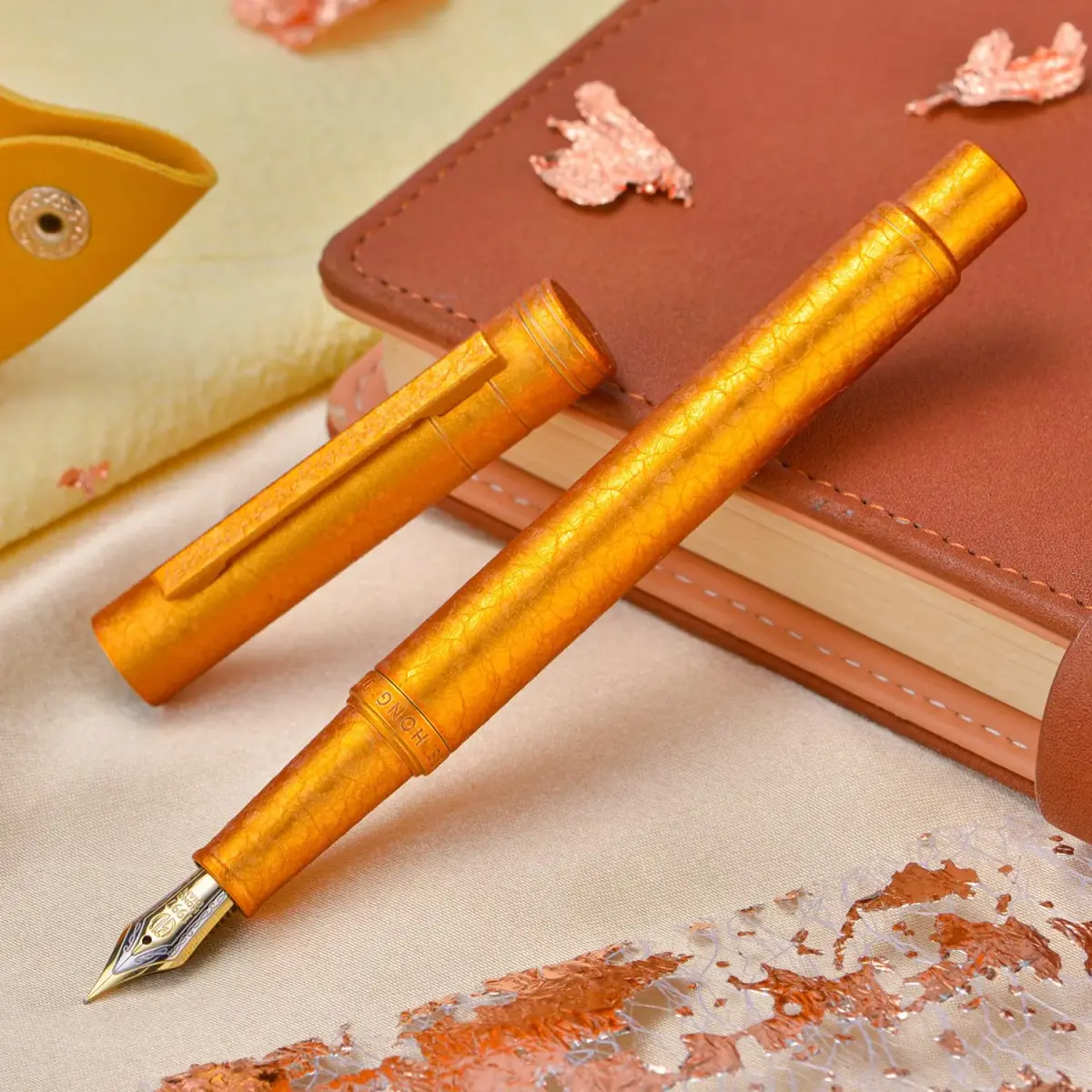 Asvine Hongdian 1851 Golden Ice Flower Bent Point Fountain Pen - Smooth Writing - view 3