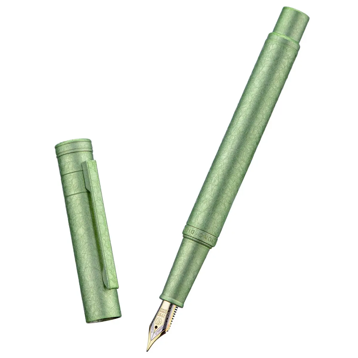 Asvine Hongdian 1851 Forest Fountain Pen Applegreen Ice Flowers Fine Nib 13.8cm (5.43in) | Classic Design with Converter and Metal Pen Case - view 3