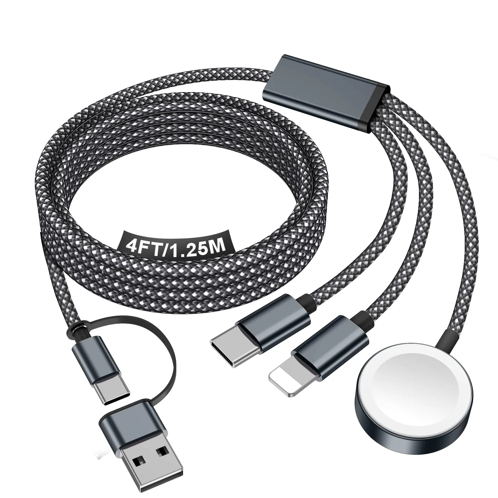 xiwxi 3-in-2 Multi Charging Cable (USB-C/Lightning/Magnetic) 1.2M | Travel Essentials for Apple Devices - main product image