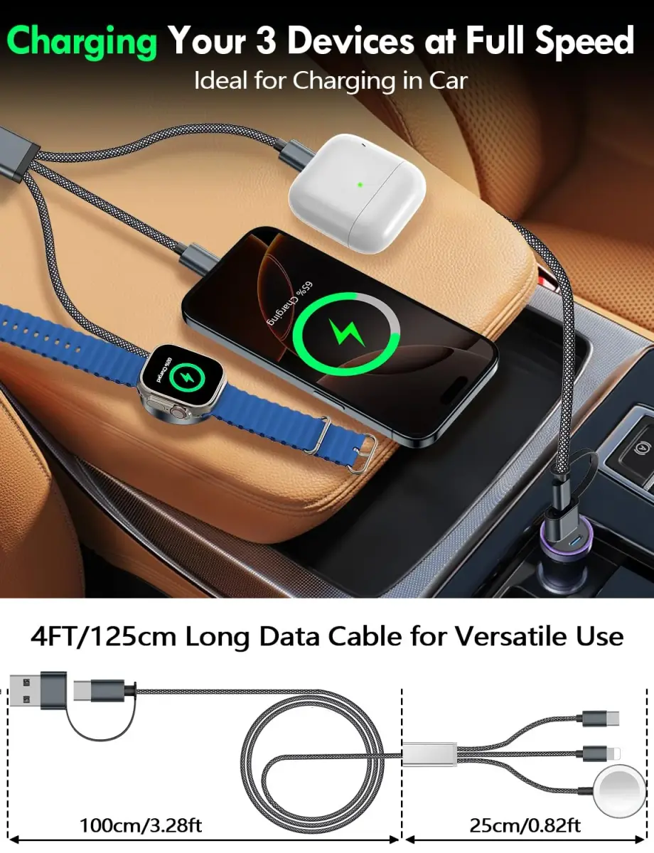 xiwxi 3-in-2 Multi Charging Cable (USB-C/Lightning/Magnetic) 1.2M | Travel Essentials for Apple Devices - view 6