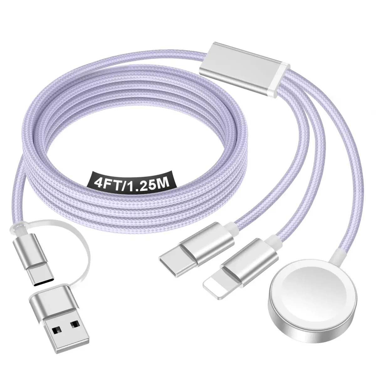 xiwxi 3-in-2 Multi Charging Cable 1.5m (4.9ft) | MFi Certified Fast Charging for Apple Watch, iPhone, USB-C - main product image