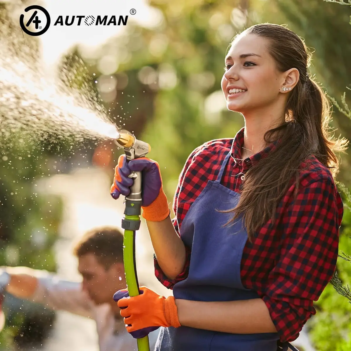 AUTOMAN Garden Hose Nozzle Sprayer 2 Pack | Heavy Duty Metal Water Nozzle with 4 Patterns for Garden & Car Wash - view 5