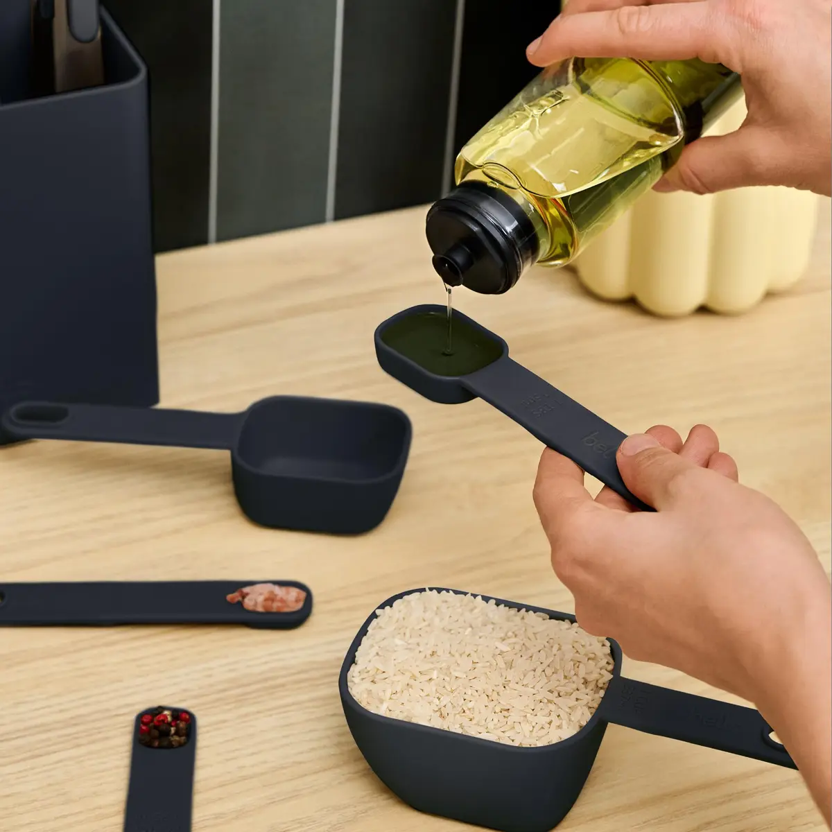BELLA 9 Pc Nested Measuring Cup & Spoon Set | BPA & BPS-Free Nylon, Slate - view 5