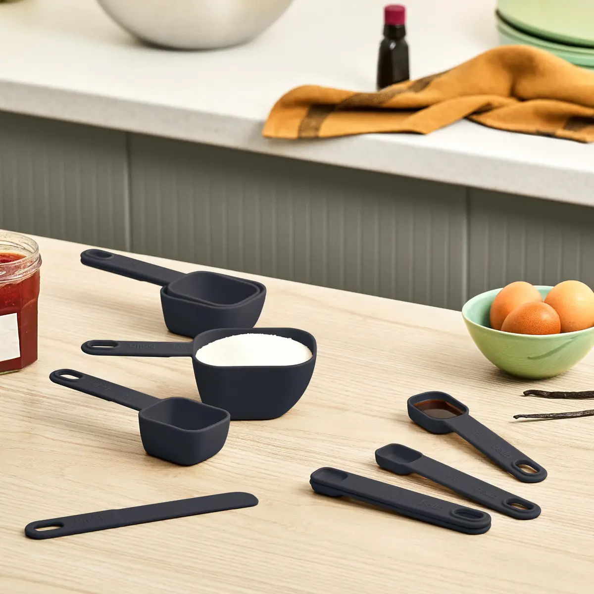 BELLA 9 Pc Nested Measuring Cup & Spoon Set | BPA & BPS-Free Nylon, Slate - view 2