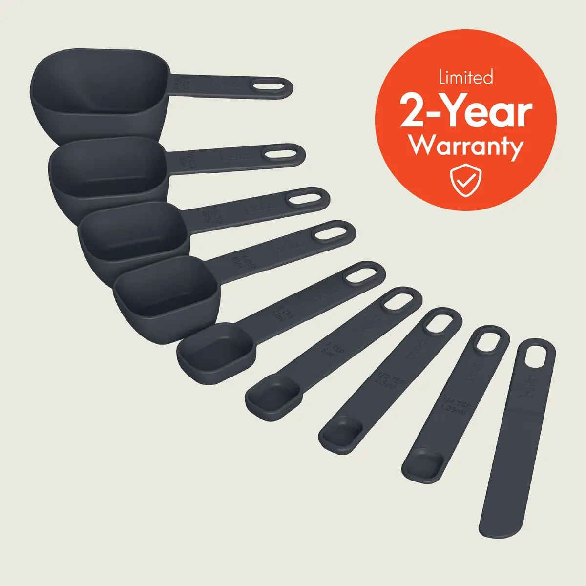 BELLA 9 Pc Nested Measuring Cup & Spoon Set | BPA & BPS-Free Nylon, Slate - view 3