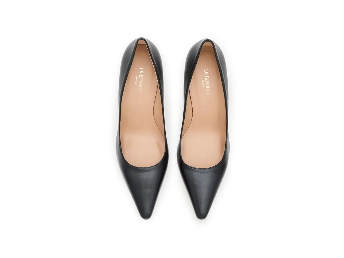 LK Bennett Floret New Pointed Courts 8 Medium | Elegant Black Leather Heels - view 3