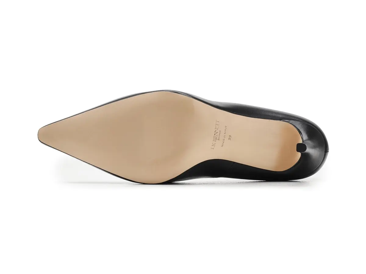 LK Bennett Floret New Pointed Courts 7 Medium | Elegant Black Leather Pumps for Women - view 6