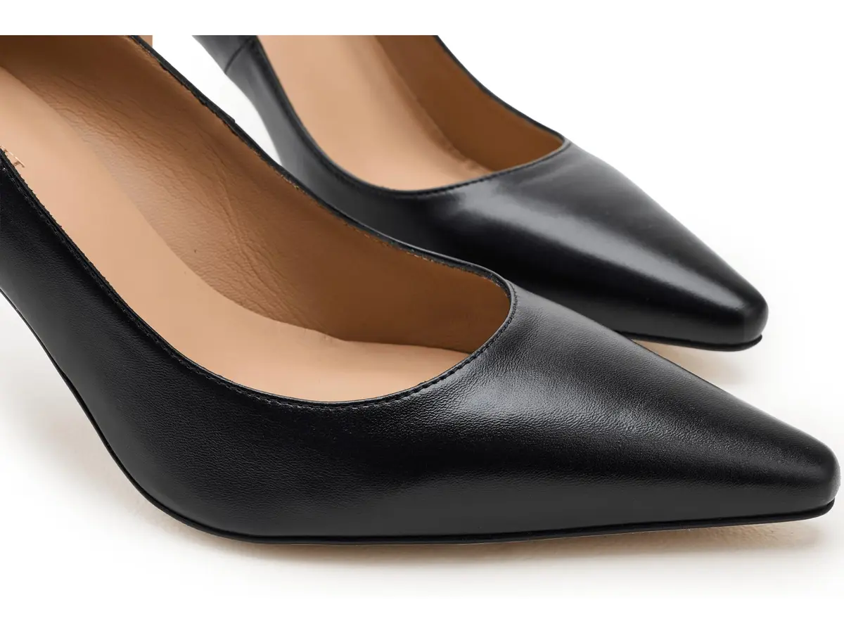 LK Bennett Floret New Pointed Courts 7 Medium | Elegant Black Leather Pumps for Women - view 2