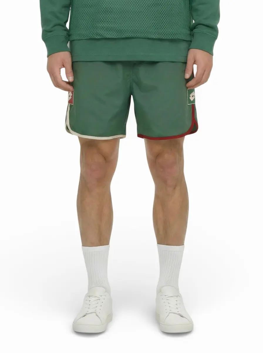 LOTTO Shorts for Men – 4-Way Stretch, Moisture-Wicking, Adjustable Fit, Pine Green, Large - main product image