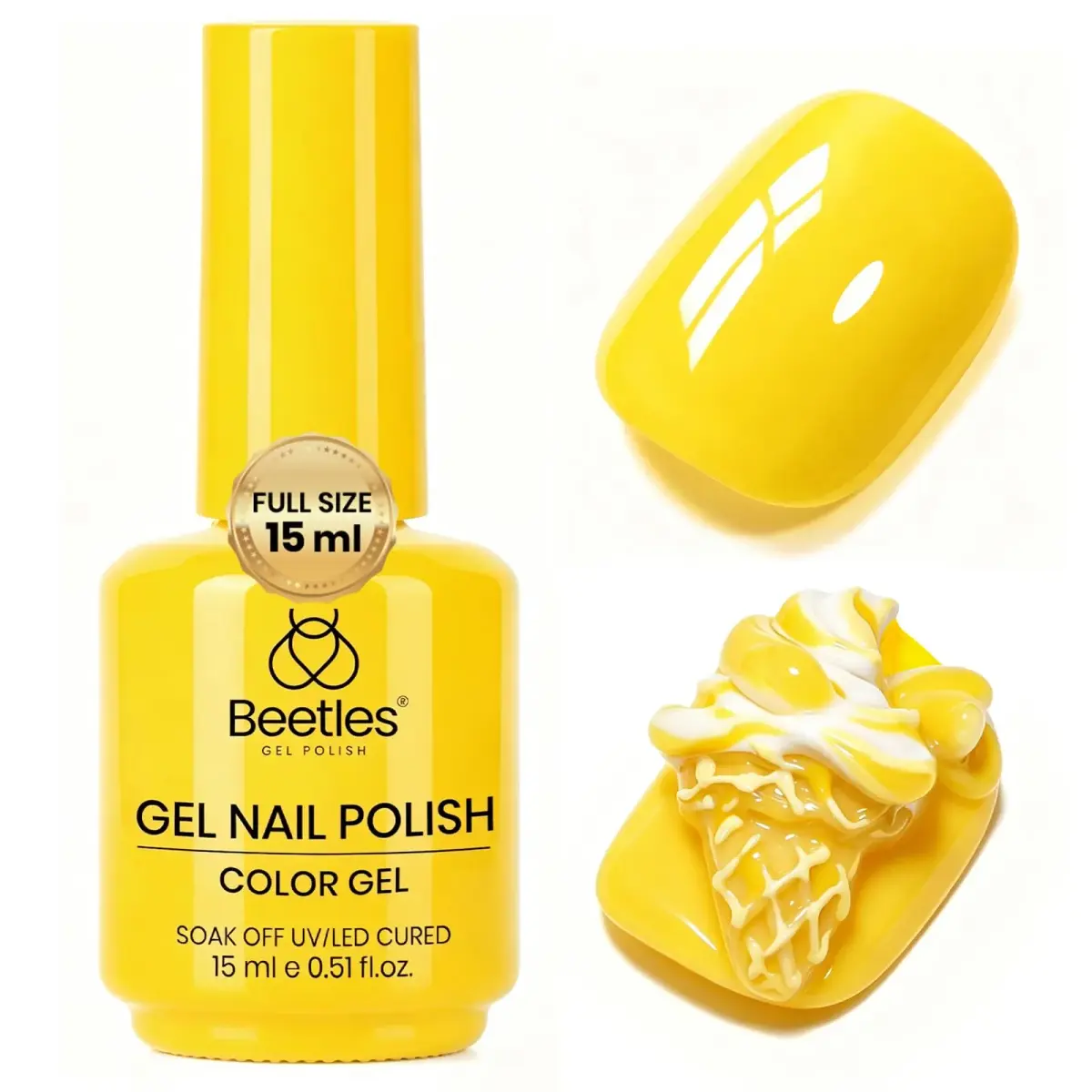 Beetles Gel Nail Polish Mango Gelato 15ml (0.51 Fl Oz) | Professional UV/LED Cure Yellow Gel - main product image