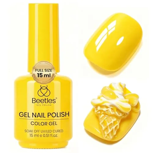 beetles Yellow Gel Nail Polish - Mango Gelato Color, 15ML | Summer Nails Art - main product image