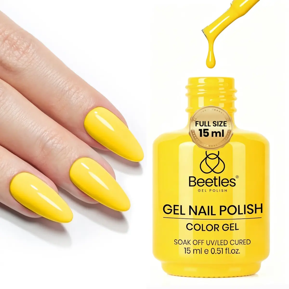 Beetles Gel Nail Polish Mango Gelato 15ml (0.51 Fl Oz) | Professional UV/LED Cure Yellow Gel - view 7