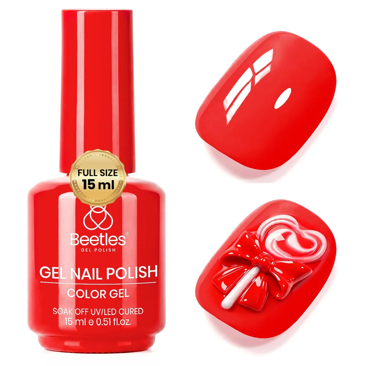 Beetles Gel Polish Red My Signature 15ml (0.51 Fl Oz) | Cruelty-Free Bright Red Gel Nail Polish - main product image