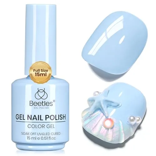 Beetles Blue Gel Polish - 15ML Milky Blue Gel | Soak Off UV LED Lamp - main product image