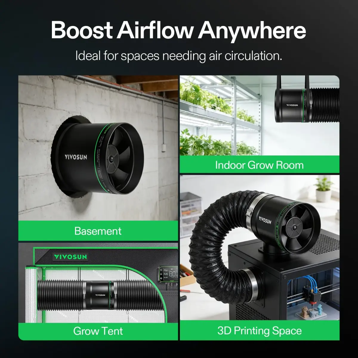 VIVOSUN 8" Inline Duct Fan 640 CFM | Variable Speed Control for Grow Tents & Workshops - view 6