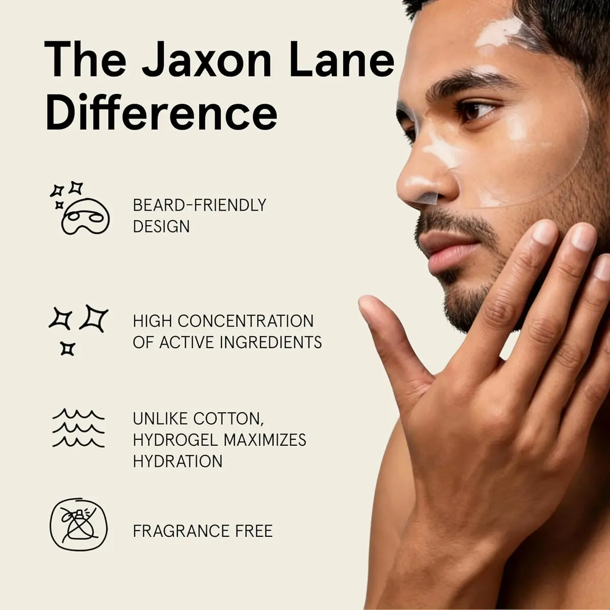 JAXON LANE Korean Beard-Friendly Half Sheet Face Mask for Men, 5 Pack | Hydrating & Brightening - view 4