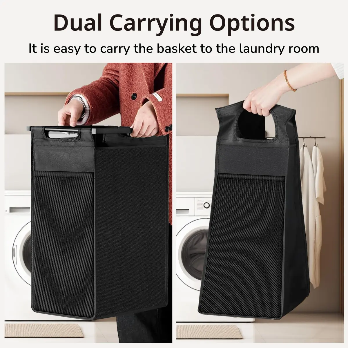 BRITEMART Laundry Hamper with Shelf 69L | Metal Frame, Lockable Wheels, Removable Bags - view 3