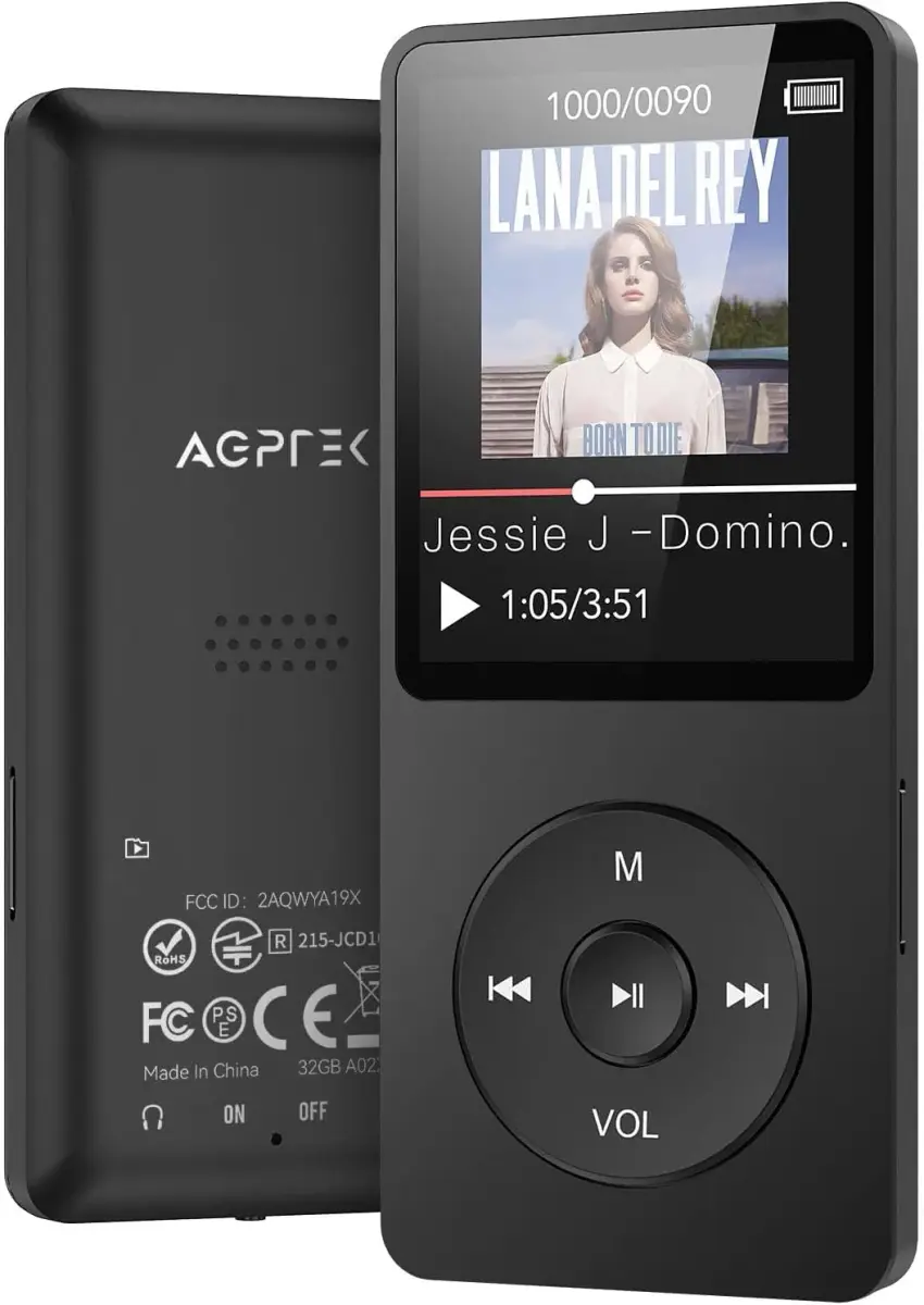 AGPTEK A02 MP3 Player 32GB Black | 70 Hours Playback - main product image
