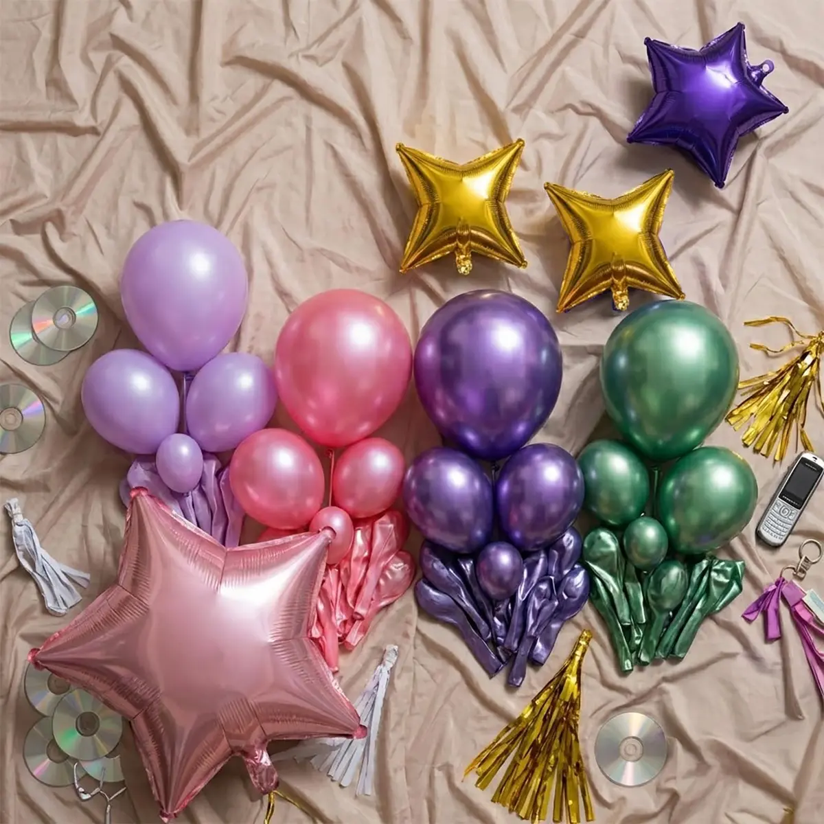 froufing Purple Green Pink Balloon Arch Garland Kit with Kpop Letter Mylar Balloons (91 Count) - view 4