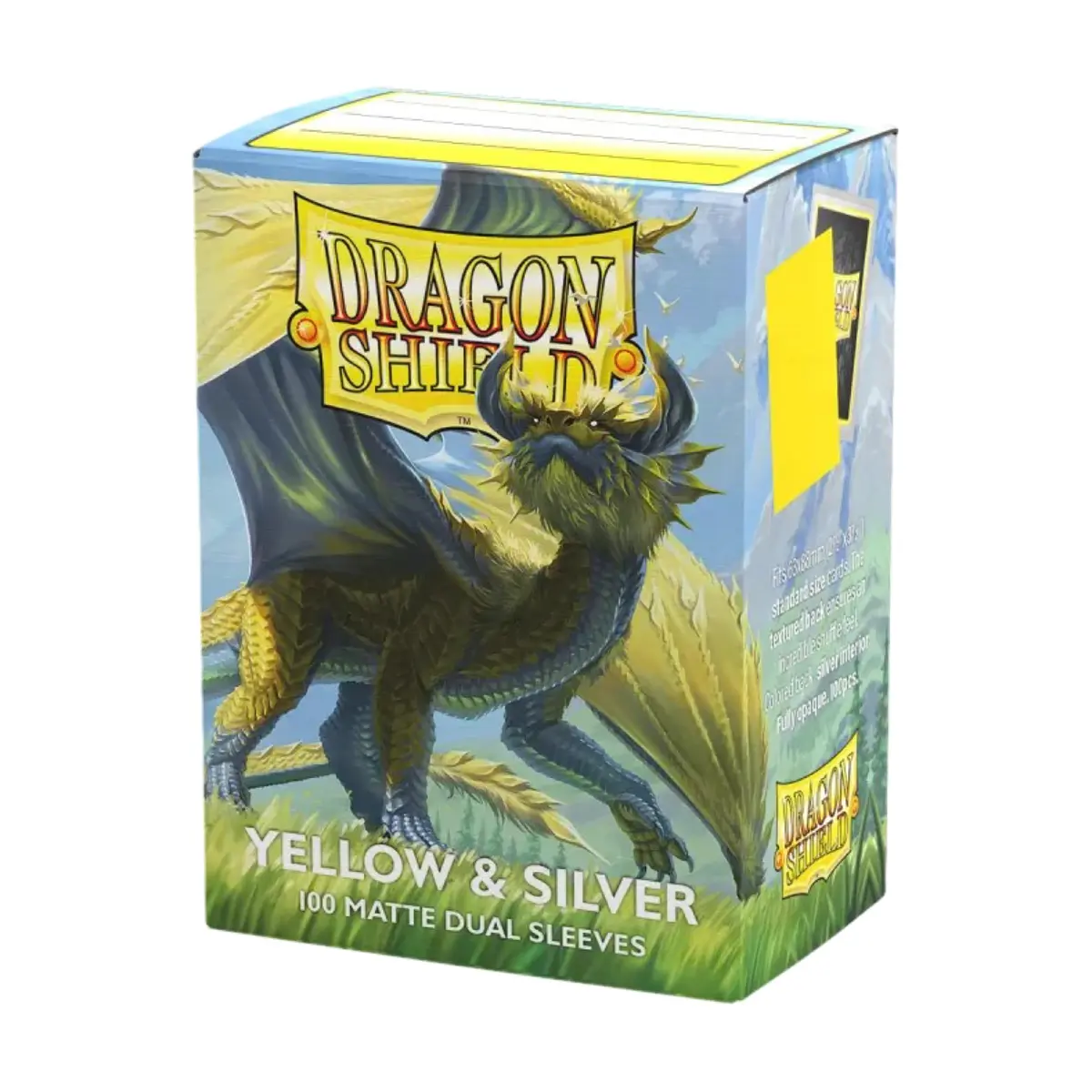 Dragon Shield Matte Dual Standard Size Card Sleeves Yellow & Silver | 100ct - Smooth & Tough Premium TCG Sleeves - main product image