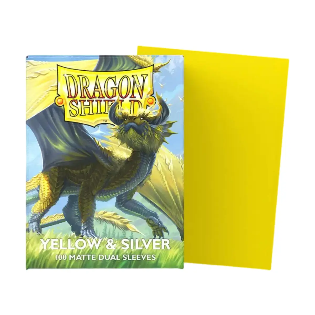 Dragon Shield Matte Dual Standard Size Card Sleeves Yellow & Silver | 100ct - Smooth & Tough Premium TCG Sleeves - view 2