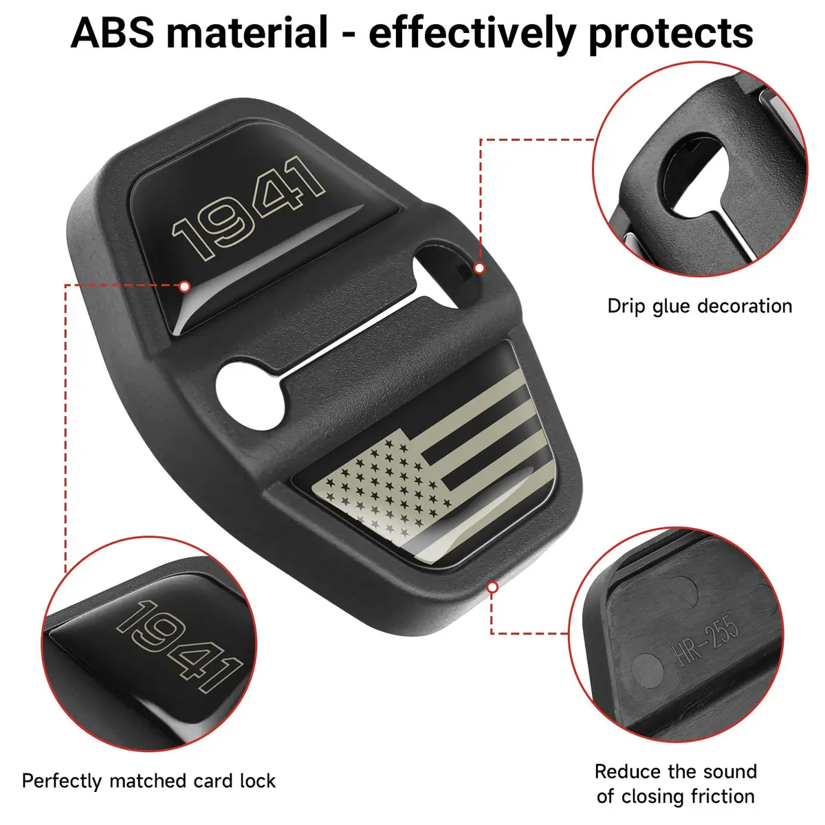DWKJMYCP Black 6pcs Door Lock Decoration Cover for Jeep Wrangler JL JLU Gladiator JT | Vehicle Molding Accessories - view 5