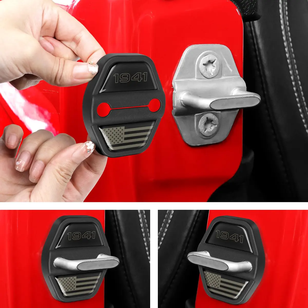 DWKJMYCP Black 6pcs Door Lock Decoration Cover for Jeep Wrangler JL JLU Gladiator JT | Vehicle Molding Accessories - view 6