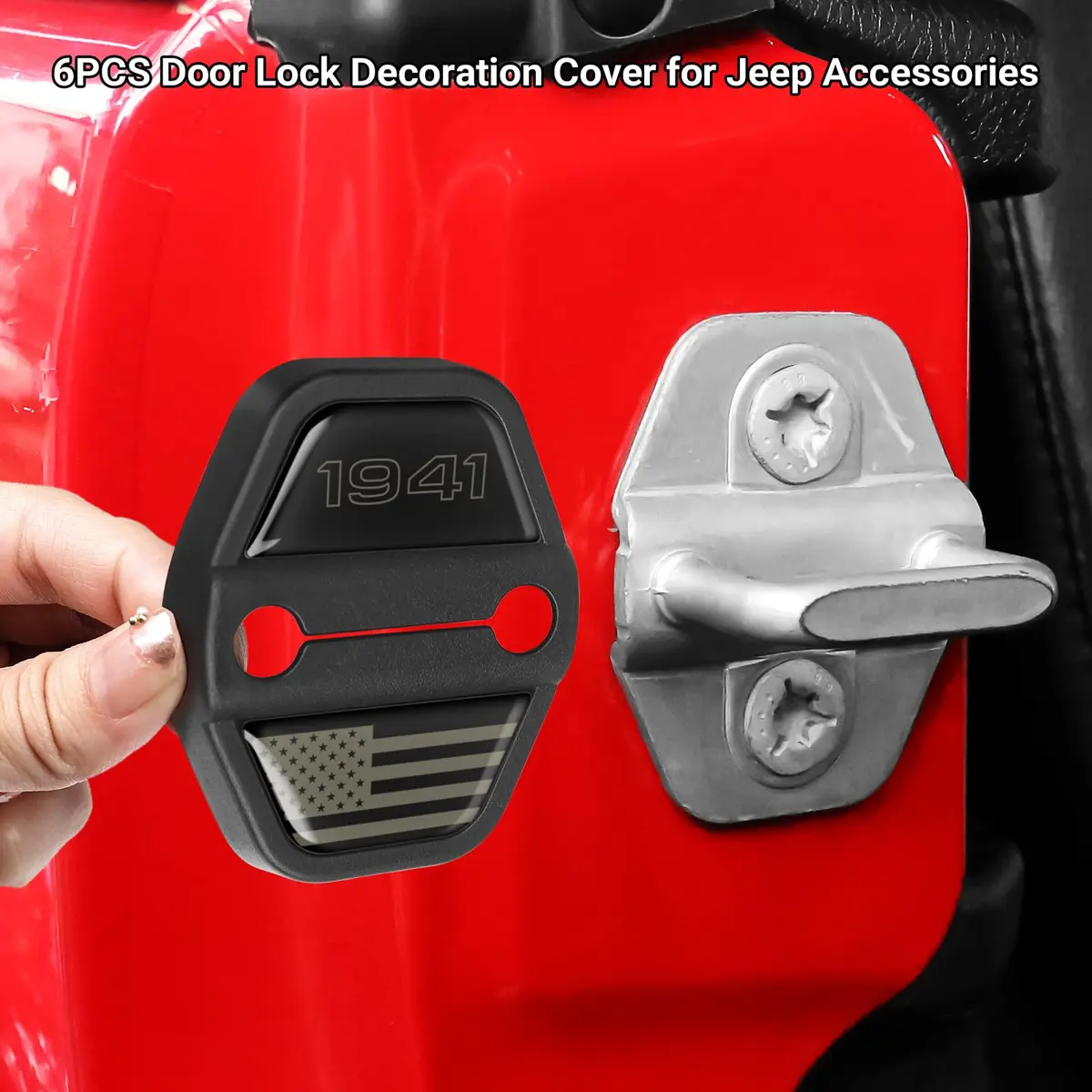 DWKJMYCP Black 6pcs Door Lock Decoration Cover for Jeep Wrangler JL JLU Gladiator JT | Vehicle Molding Accessories - view 2