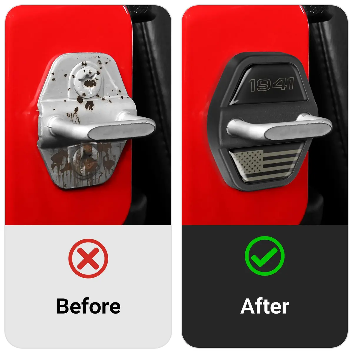 DWKJMYCP Black 6pcs Door Lock Decoration Cover for Jeep Wrangler JL JLU Gladiator JT | Vehicle Molding Accessories - view 4