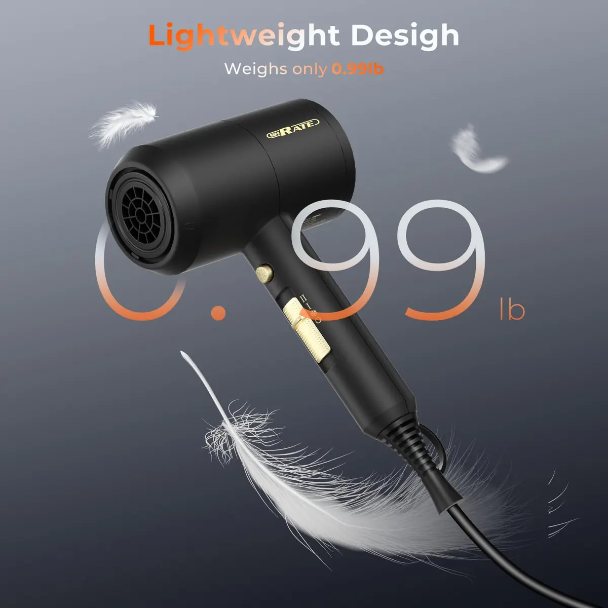 SHRATE Ionic Hair Dryer with Diffuser & Nozzle | Low Noise, 1800W, Compact & Portable for All Hair Types - view 4
